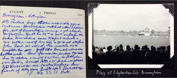 An excerpt from Harry Cave's 1949 UK tour diary and a photo from the match mentioned.